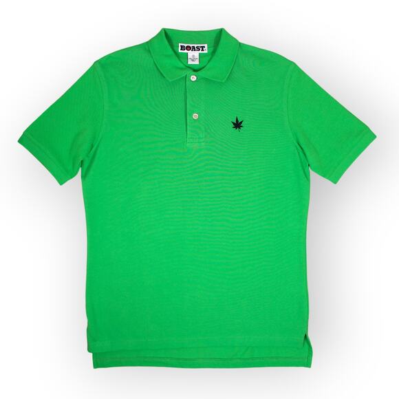 BOAST USA Men Small 1983 Classic Pique Polo Kelly Green Pot Leaf Logo - Picture 9 of 11